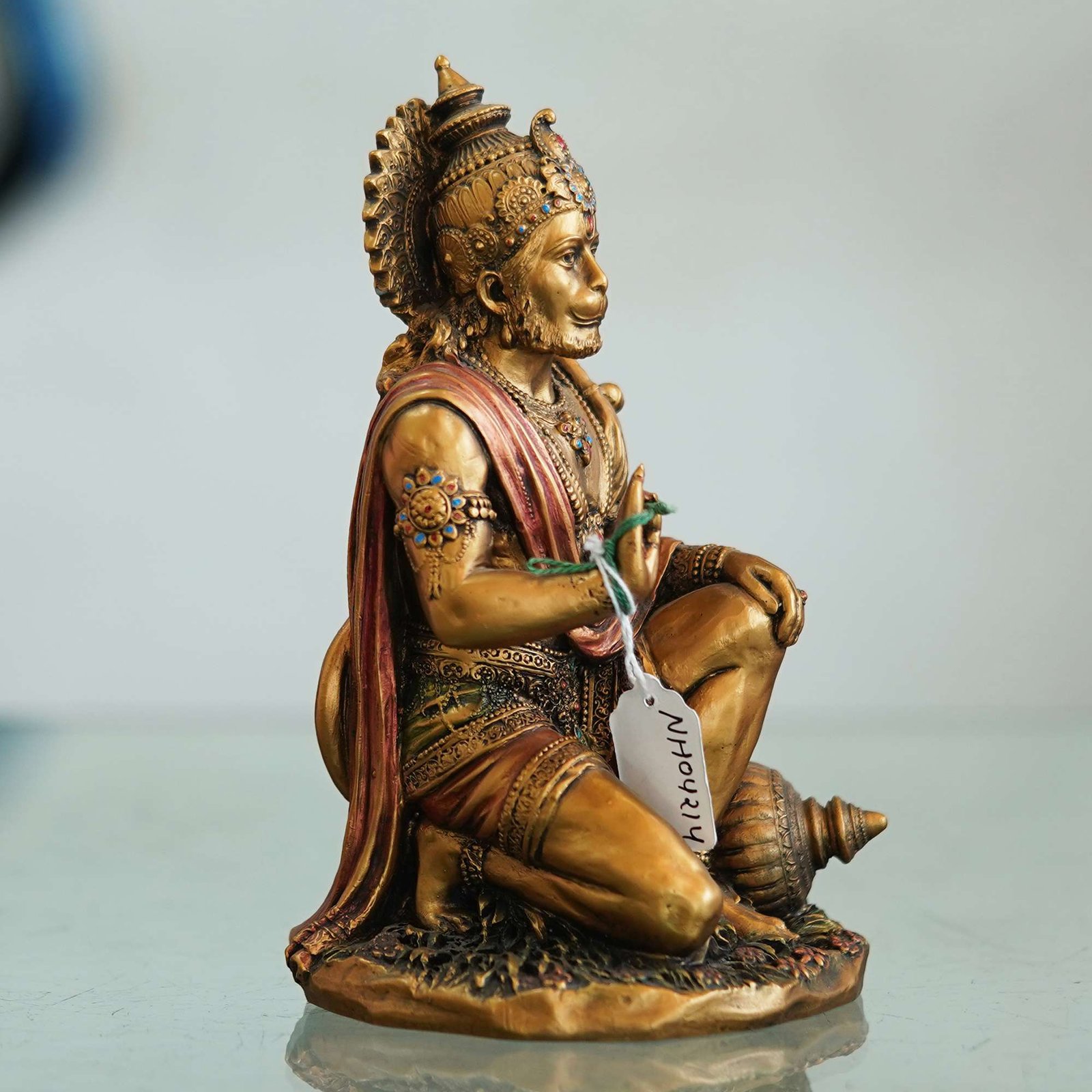 Premium Bronze Sitting Hanuman Murti Perfect for Pooja Room & Spiritual Decor - Image 3
