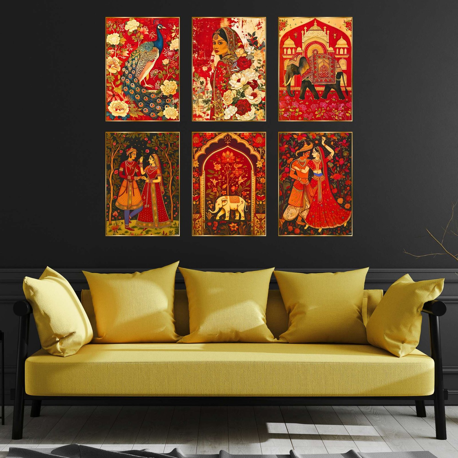 Set of Six Wall Paintings for Wall Dacoration Golden Framed Wall Paintings for Living Room & Bedroom Wall Art for Home Decoration & Office Wall Décor (17x13 inch CH-GD6-11) - Image 4