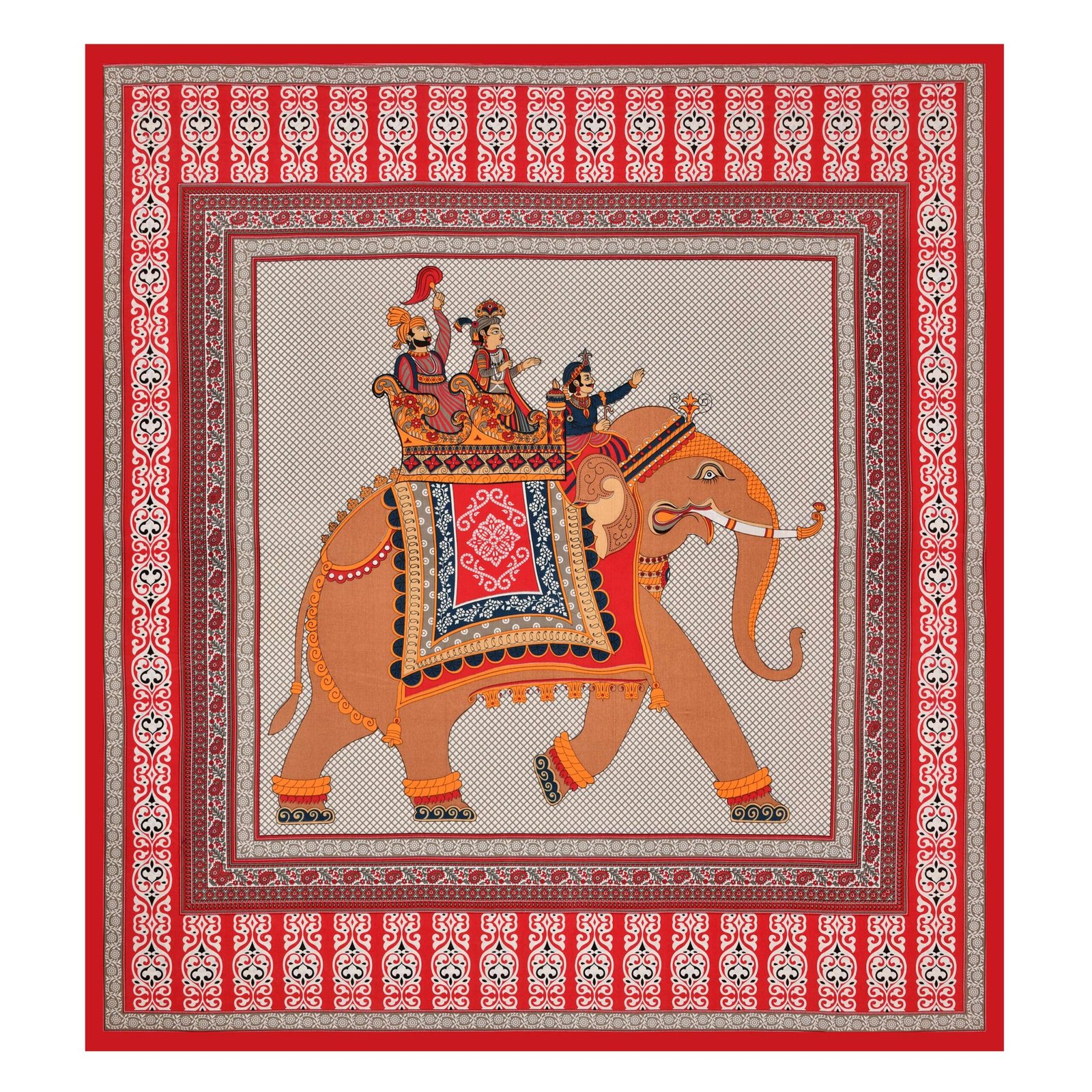 Rajasthani Traditionally Printed Cotton Doublebed Bedsheet With Pack of 2 Pillow Covers - Image 3