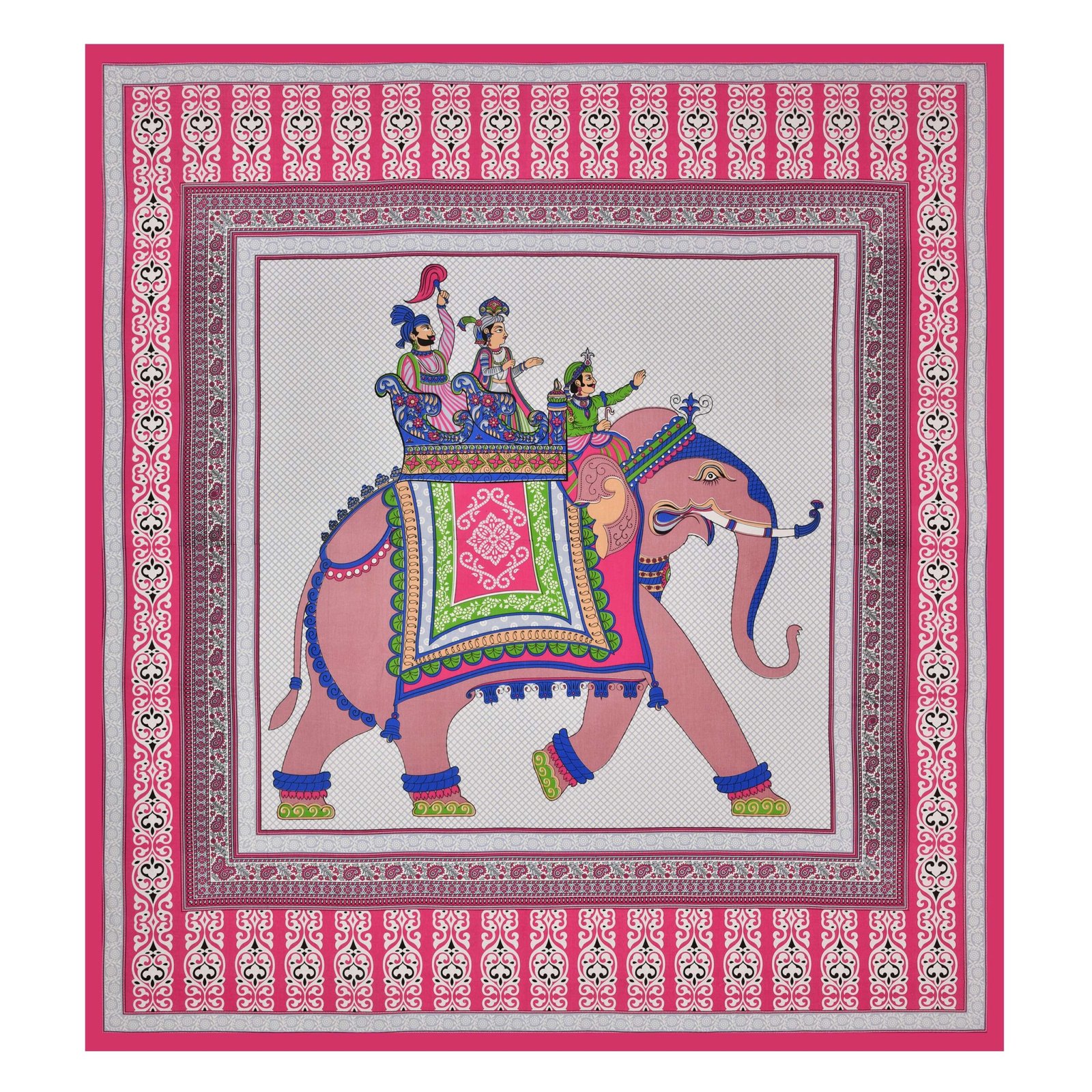 Rajasthani Traditionally Printed Cotton Doublebed Bedsheet With Pack of 2 Pillow Covers - Image 3